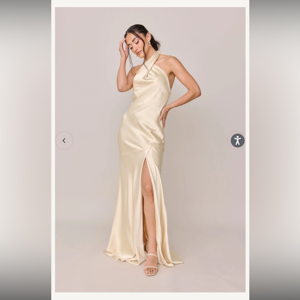 Revelry Athena gold champagne satin dress!